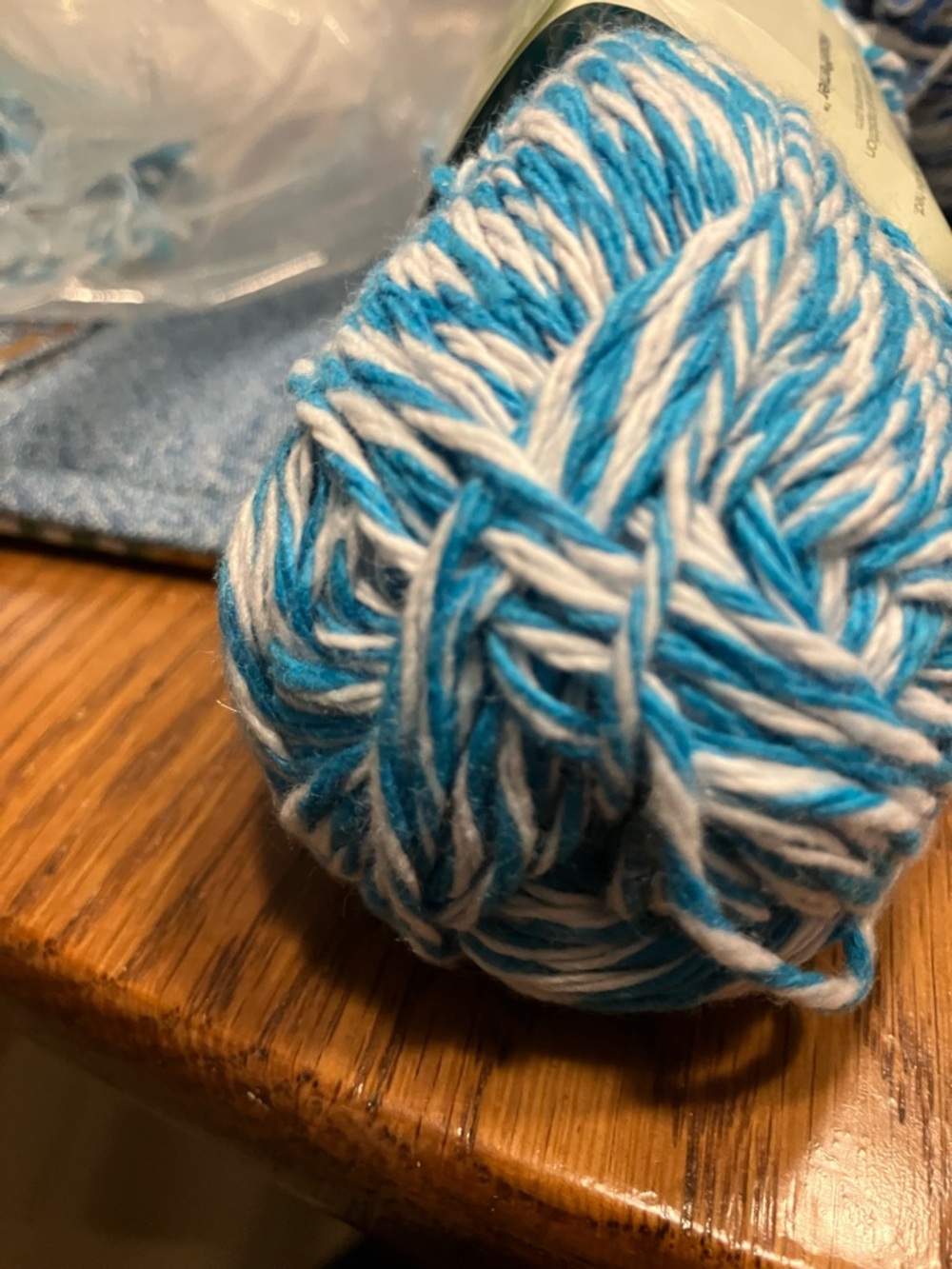 Skein Just Cotton Turquoise Marl/Skein Twisted Cotton Blend Blue/Ecru NWT - Picture 7 of 8